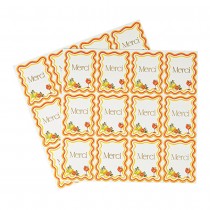 24 STICKERS CADEAUX MERCI AGRUME 5X6.5CM