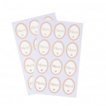 24 STICKERS CADEAUX MERCI BAPTÊME 3.8X5CM ROSE
