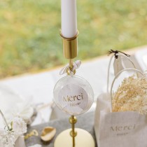 24 STICKERS CADEAUX MERCI COMMUNION 5CM EFFET LIN