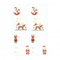 24 STICKERS CADEAUX THÈME CONTE NOËL 3.5-6.5CM