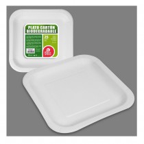 25 ASSIETTES EN CARTON BIODÉGRADABLES BLANC 23 CM