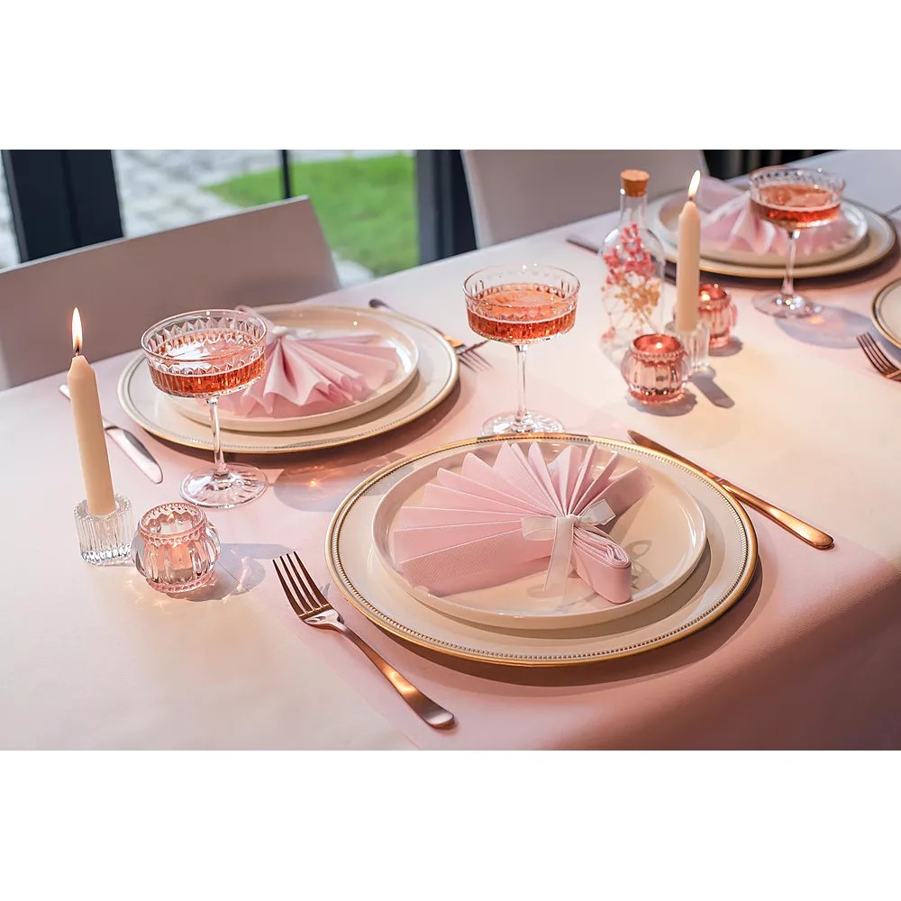 Petite serviette en papier rose 25x25 cm 2 plis, serviette table mariage -  Badaboum