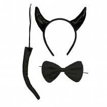 3 ACCESSOIRES DÉGUISEMENT DÉMON NOIR ÉLÉGANT