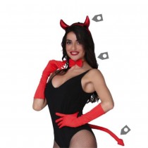 3 ACCESSOIRES DÉGUISEMENT DÉMON ROUGE ÉLÉGANT