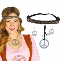 3 ACCESSOIRES DÉGUISEMENT HIPPIE PEACE LOVE ADULTE