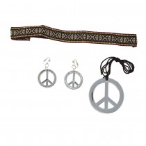 3 ACCESSOIRES DÉGUISEMENT HIPPIE PEACE LOVE ADULTE