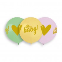 3 BALLONS BIO HO BABY! 48CM PASTEL MULTICOLORE