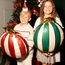 3 BALLONS BOULE NOËL DÉCORATION RAYÉ 42X46CM