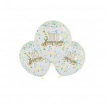 3 BALLONS LATEX BIO CONFETTIS ANNIVERSAIRE PASTEL