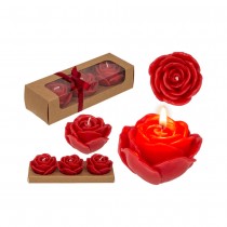 3 BOUGIES EN FORME DE ROSE 6X4CM