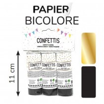 3 CANONS À CONFETTIS PAPIER SOIE 11CM NOIR OR