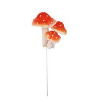 3 CHAMPIGNONS ORANGE BLANC SUR TIGE 8 CM