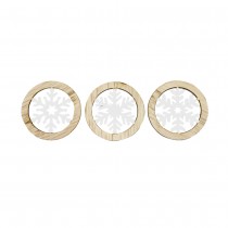 3 CONFETTIS ROND BOIS FLOCON 6X6CM BLANC