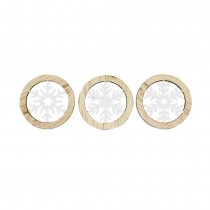 3 CONFETTIS ROND BOIS FLOCON 6X6CM BLANC