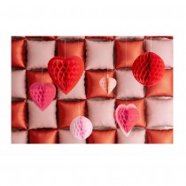 3 DÉCO CŒUR PAPIER ALVÉOLÉ 20-30CM ROUGE ROSE