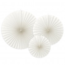 3 ÉVENTAILS DÉCO BLANC CASSÉ 23-32-40CM