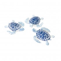 3 FIGURINES RÉSINE TORTUES DE MER 4.4X3.4CM BLEU