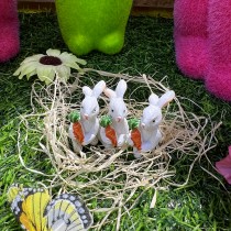 3 LAPINS RÉSINE CAROTTE PAILLE 3.3CM BLANC