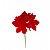 3 MAGNOLIAS VELOURS SUR TIGE 5.5X14CM ROUGE