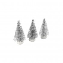 3 MINI SAPINS ARTIFICIELS 5.5X2.5CM ARGENT