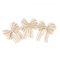 3 NŒUDS JUTE RAYURES 8X8.5CM CRÈME BEIGE