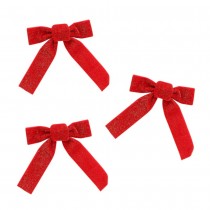 3 N?\'UDS VELOURS SCINTILLANTS 14X1X16CM ROUGE