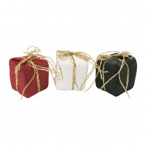3 PAQUETS CADEAUX TISSU TRADITION DÉCO 5X4X4CM
