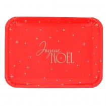 3 PLATEAUX CARTON JOYEUX NOËL 35X25.5CM ROUGE
