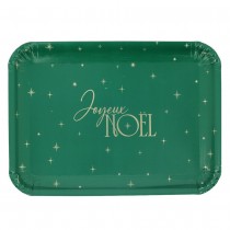 3 PLATEAUX CARTON JOYEUX NOËL 35X25.5CM VERT