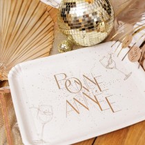 3 PLATS CARTON TRAITEUR ANNÉE OR 35X25.5CM BLANC