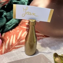 3 PORTE-NOMS BOUTEILLE DE CHAMPAGNE RÉSINE OR