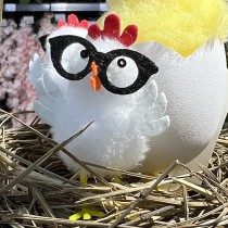 3 POULETTES BLANCHES LUNETTES 3.5X3.5X5CM