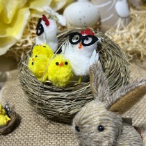 3 POULETTES BLANCHES LUNETTES 3.5X3.5X5CM