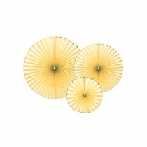 3 ROSETTES SUGAR PARTY 23-32-40CM JAUNE CLAIR