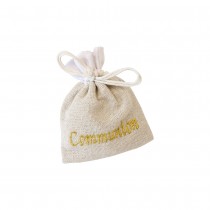 3 SACHETS TOILE BRODÉE COMMUNION OR 10X8CM NATURE