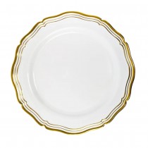 32 ASSIETTES RÉUTILISABLE ARISTOCRATE BLANC OR