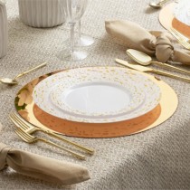 32 ASSIETTES RÉUTILISABLES PÉPITES OR FOND BLANC