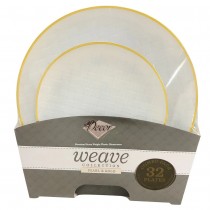 32 ASSIETTES RÉUTILISABLES WEAVE BLANC PERLÉ