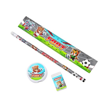 4 ACCESSOIRES PAPETERIE FOOTBALL 19CM