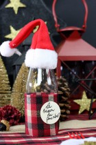 4 BONNETS PÈRE NOËL POUR BOUTEILLE