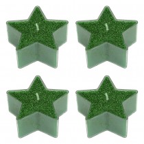 4 BOUGIES CHAUFFE-PLAT ÉTOILE 5.6CM PAILLETÉ VERT