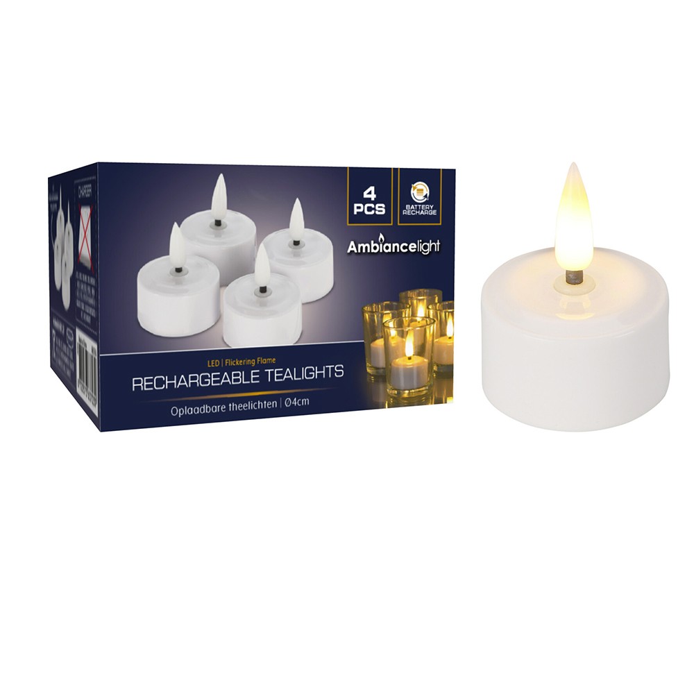 4 BOUGIES CHAUFFE-PLATS LED BLANC CHAUD 3.8CM