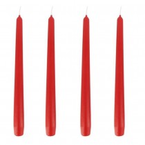 4 BOUGIES FLAMBEAUX CONIQUES 25CM 8H ROUGE