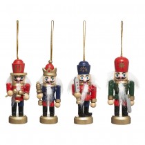 4 CASSE-NOISETTES NOËL SUSPENSION BOIS 8.5CM