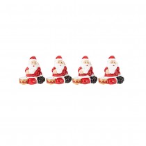 4 FIGURINES RÉSINE PÈRE NOËL ASSIS 3.3X3CM ROUGE