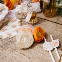 4 FLEURS RENONCULE ARTIFICIELLE 6CM CORAIL