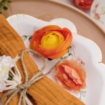 4 FLEURS RENONCULE ARTIFICIELLE 6CM CORAIL