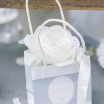 4 FLEURS ROSE ARTIFICIELLE TISSU 12.5CM BLEU