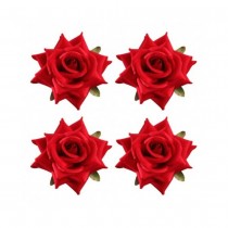4 FLEURS ROSE ARTIFICIELLE VELOUTÉ 10CMX5CM ROUGE