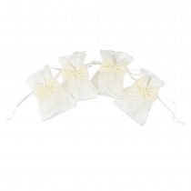 4 POCHONS SATIN N?\'UD MOUSSELINE ÉCLAT 8X10CM BLANC